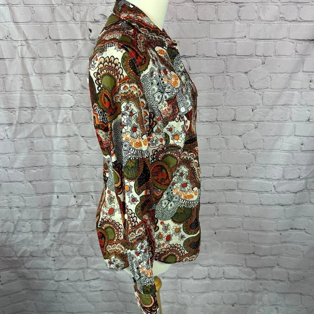 lucky brand button front top boho paisley print size medium - Picture 3 of 6